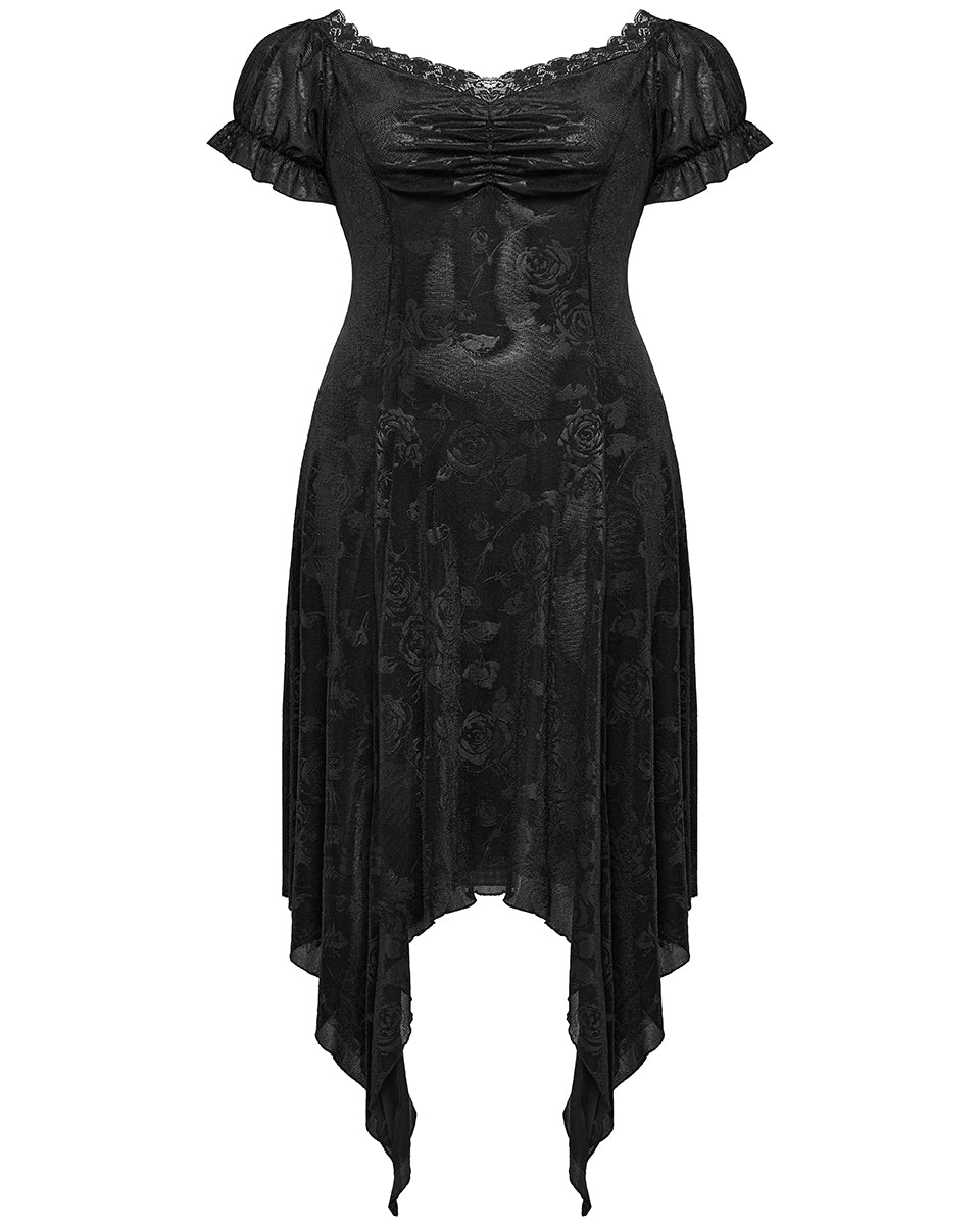 DQ-735LQF Plus Size Womens Gothic Dark Rose Dress