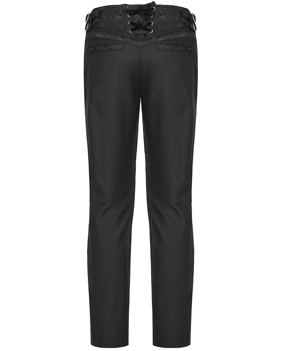 PR-K559-BKM Mens Regency Gothic Jacquard Trim Dress Pants