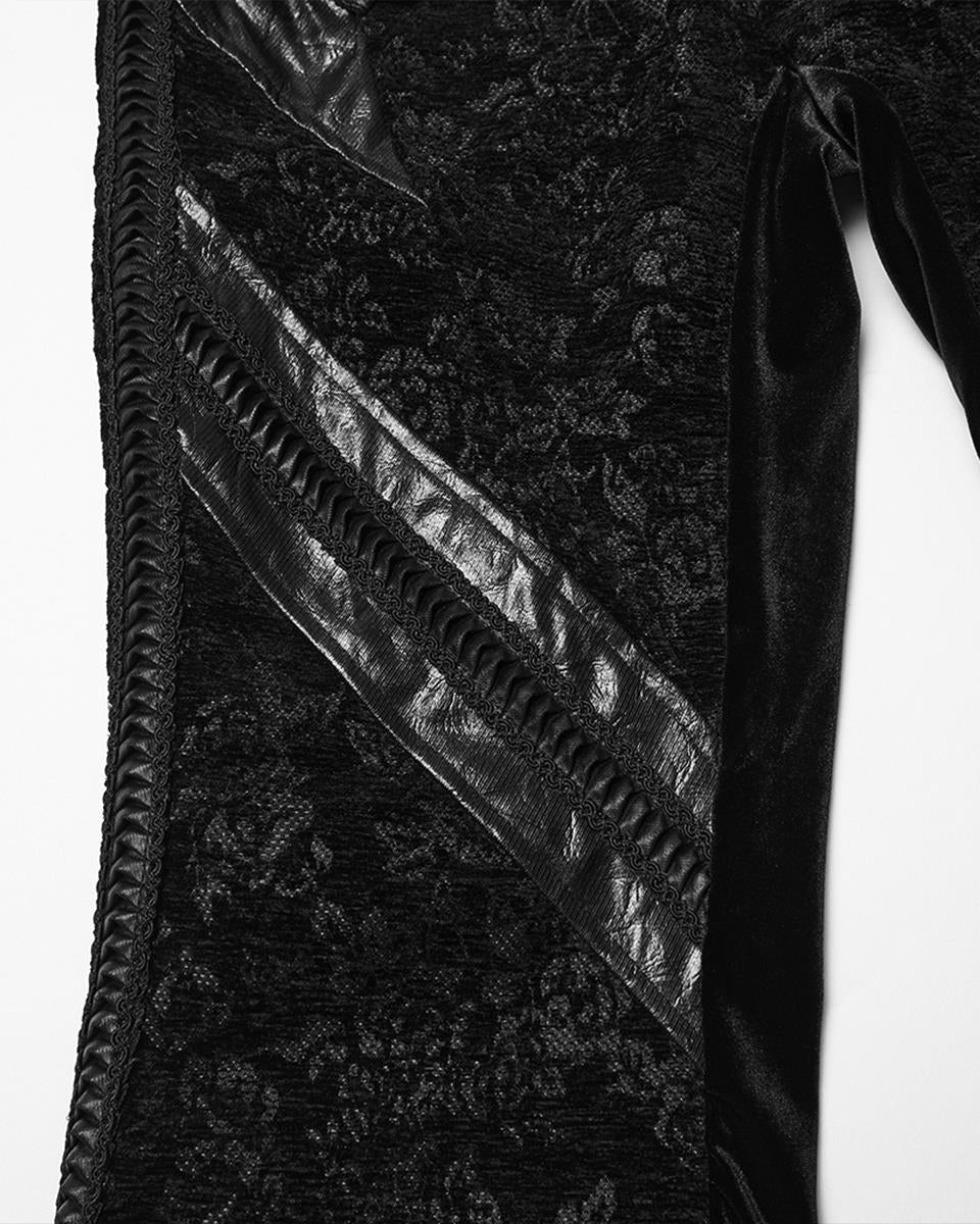 WK-729XCF-BKF Womens Baroque Gothic Rose Flared Pants