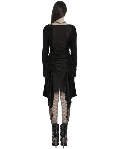 OQ-794LQF Daily Life Apocalyptic Gothic Broken Knit Ruching Dress