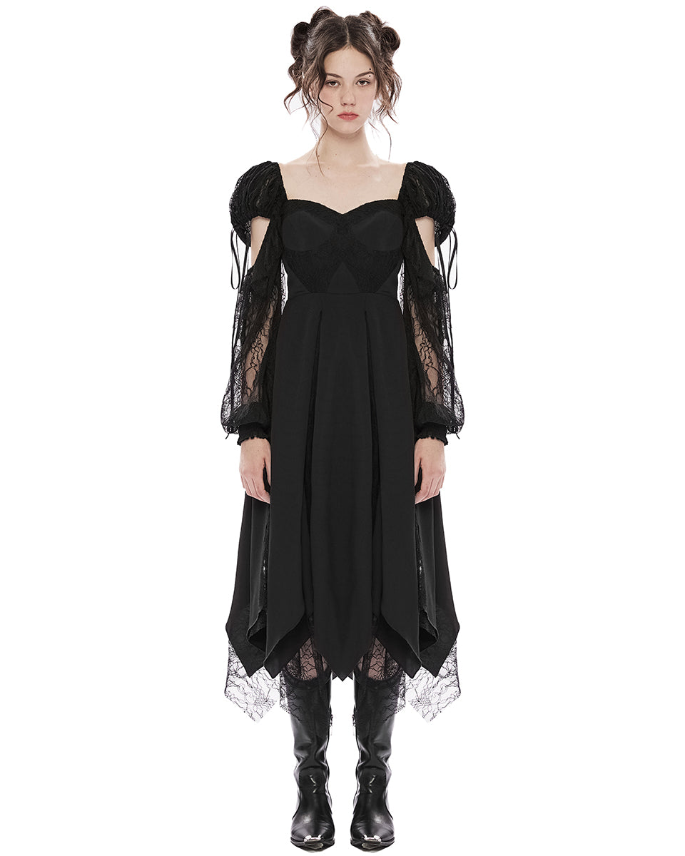 OPQ-1238 Daily Life Urban Occult Gothic Lace Contrast Maxi Dress