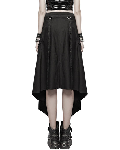 OQ-380 Womens Cyberpunk Gothic Ninja Open Front Half Skirt