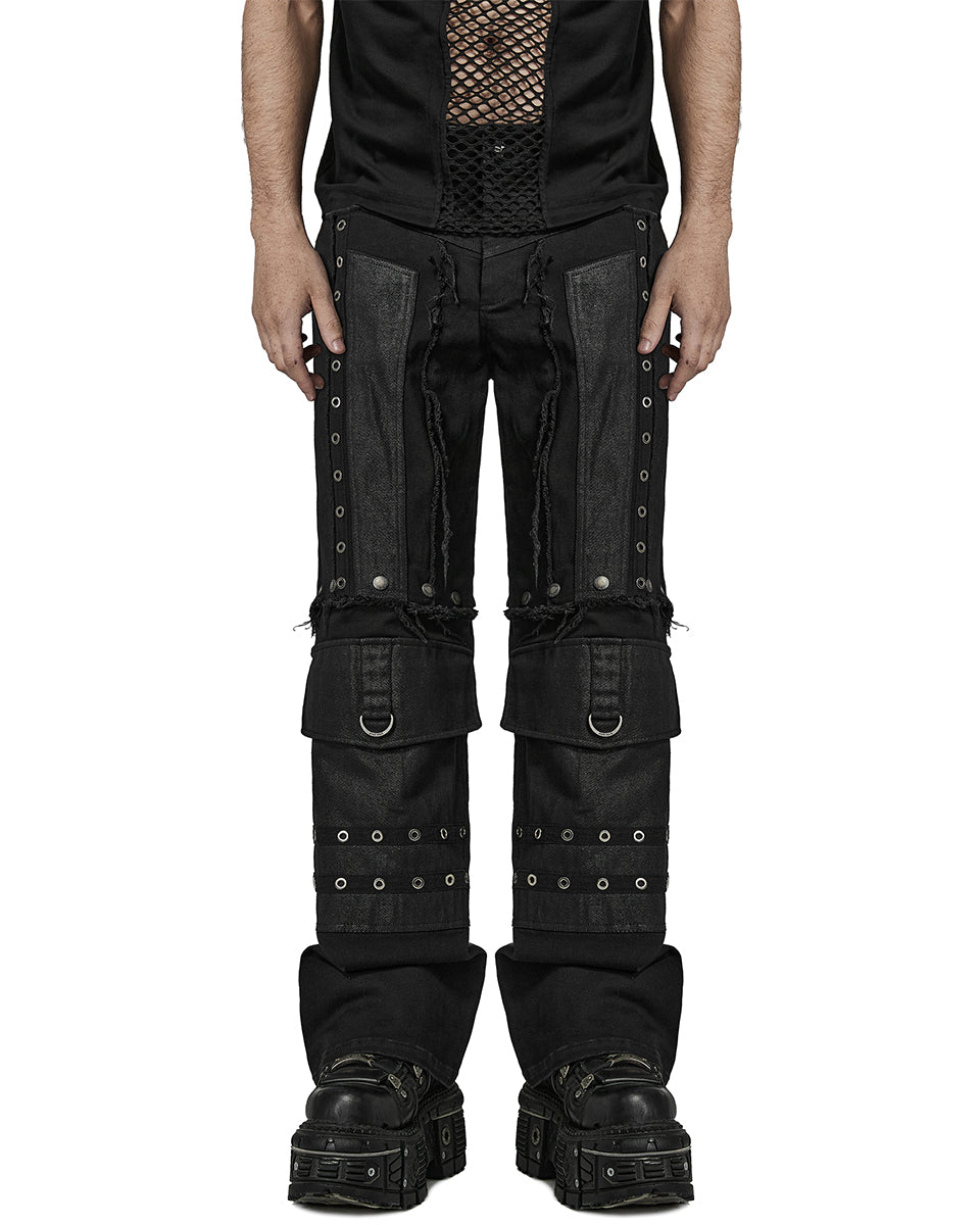 PR-K558-BKM Mens Industrial Tactical Gothic Detachable Utility Pants/Shorts