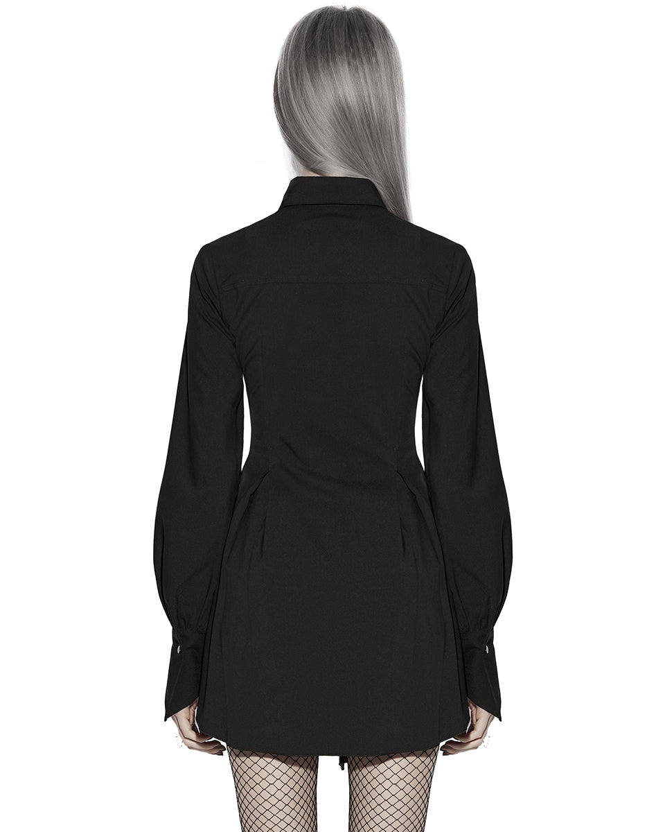 PR-OPQ-934LQF-BKF Daily Life Womens Gothic Witch Asymmetric Shirt Dress