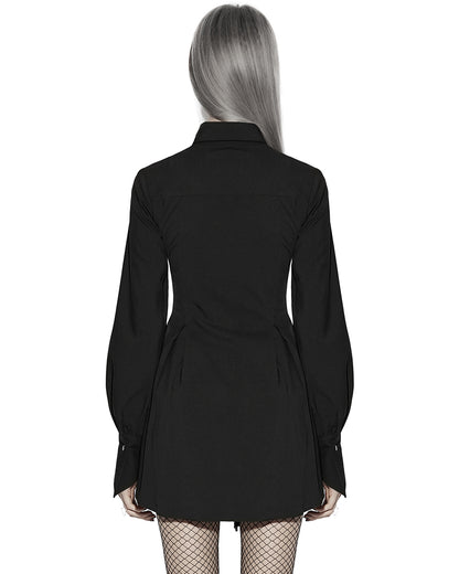 PR-OPQ-934LQF-BKF Daily Life Womens Gothic Witch Asymmetric Shirt Dress