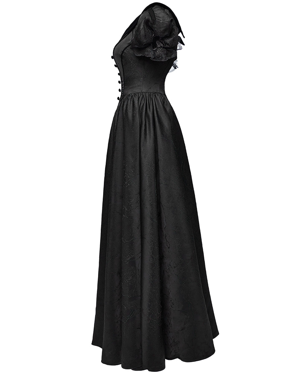 WQ-757LQF Womens Long Gothic Jacquard Ballgown Wedding Dress - Black