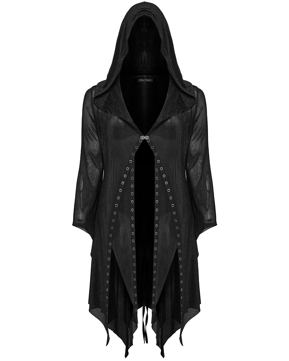 DY-1627XCF Plus Size Womens Gothic Witch Layered Mesh Hooded Cardigan