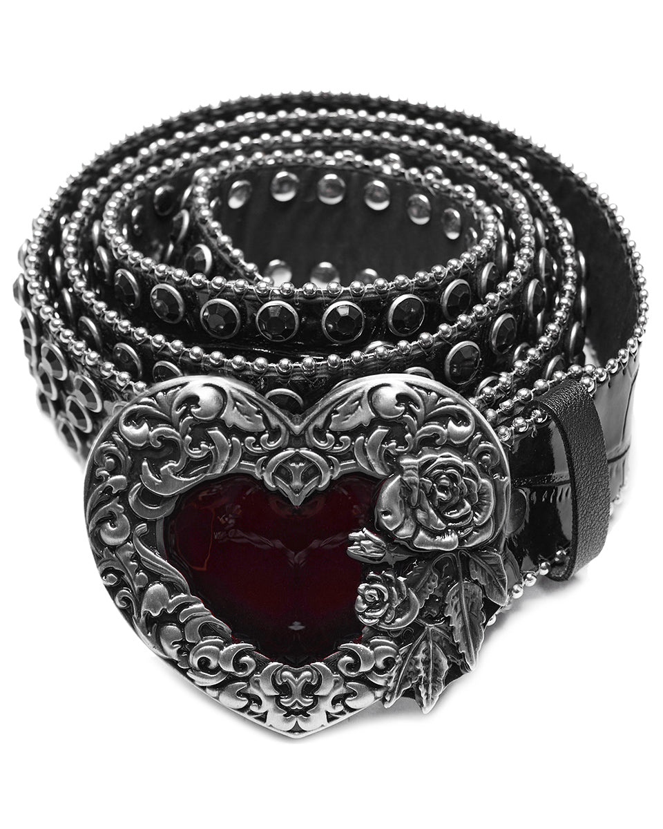 WS-685YD Womens Gothic Lolita Queen Of Hearts Rhinestone Belt