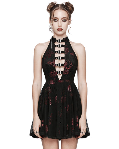 WQ-688LQF-BKRDF Daily Life Enmeshed Gothic Rose Dress - Black & Red