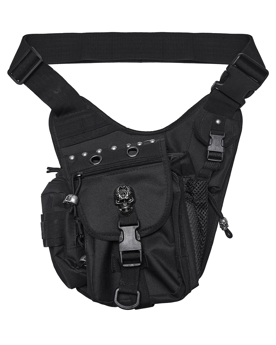 WS-869BB Unisex Apocalyptic Gothic Studded Skull Hip Bag Waist Pack Belt