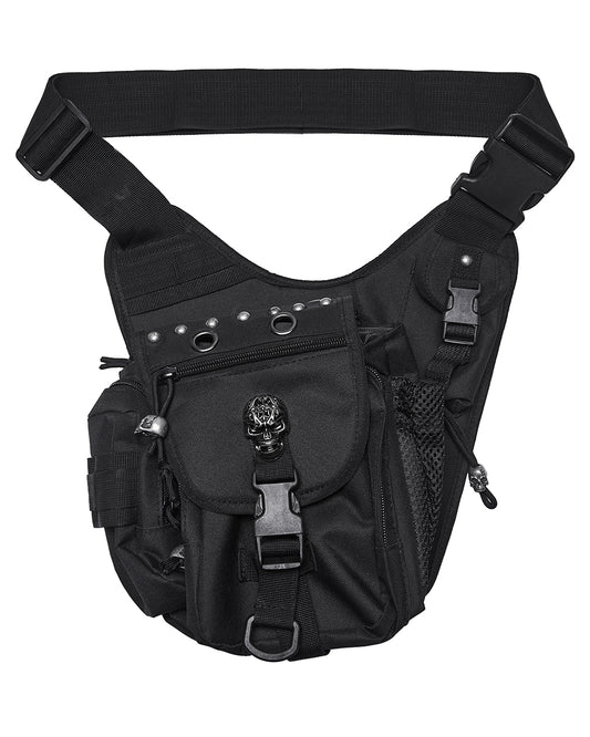 WS-869BB Unisex Apocalyptic Gothic Studded Skull Hip Bag Waist Pack Belt