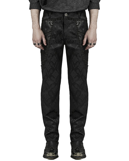 PR-K560-BKM Mens Gothic Aristocrat Jacquard Dress Pants