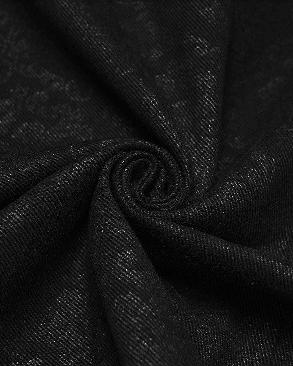 PR-WQ-984BQM-BKM Mens Dark Gothic Damask Chained Half-Skirt Kilt