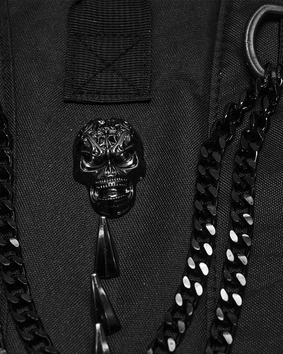 Mens Apocalyptic Punk Tactical Techwear Chained Backpack