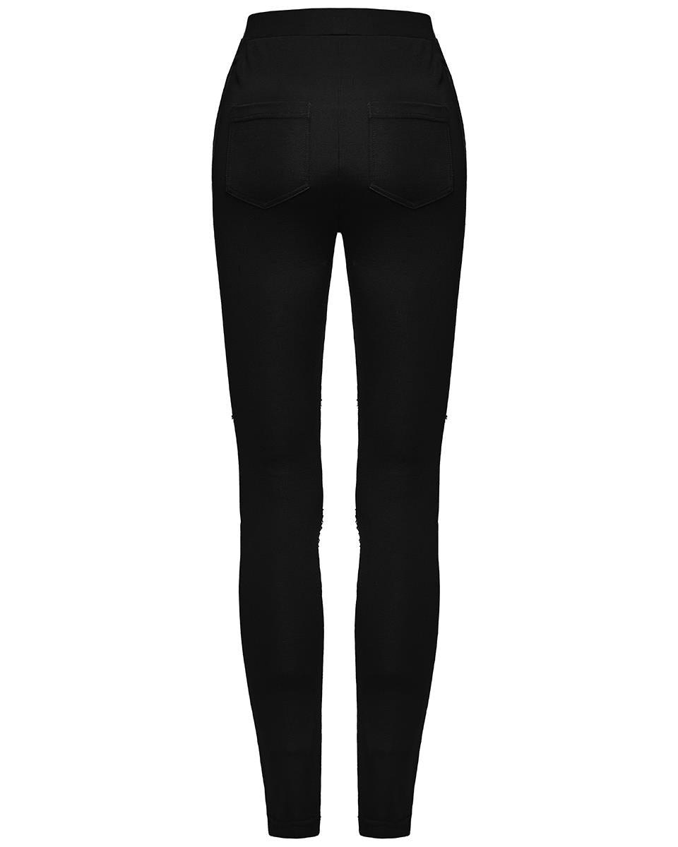 WK-653DDF Womens Gothic Embroidered Lacing Leggings