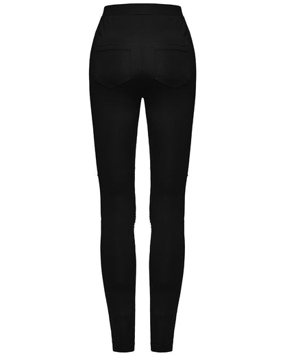 WK-653DDF Womens Gothic Embroidered Lacing Leggings