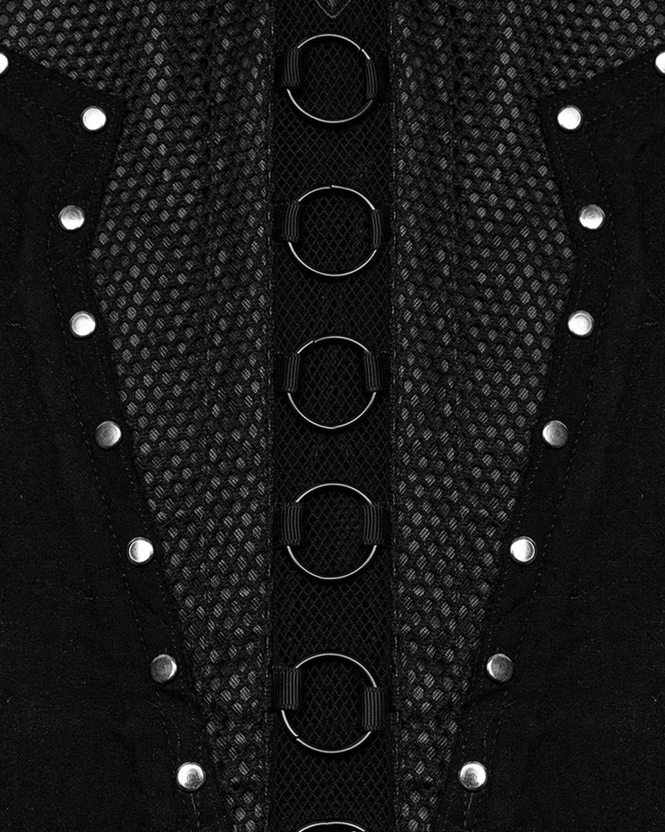 WQ-711BQF-BKF Long Apocalyptic CyberPunk Studded Side-Split Lacing Skirt