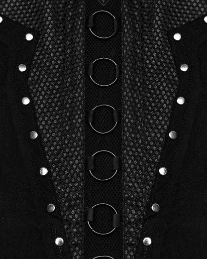 WQ-711BQF-BKF Long Apocalyptic CyberPunk Studded Side-Split Lacing Skirt