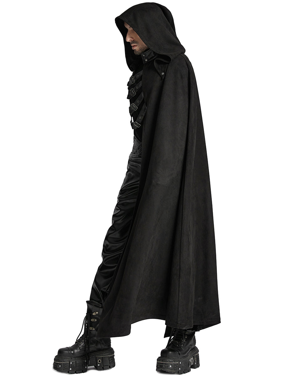 WY-1687DPM Mens Dark Gothic Knight One Shoulder 2-Piece Hooded Cloak