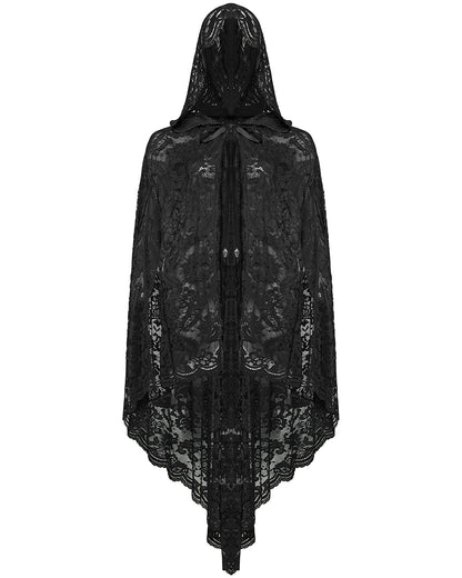 DY-1629DPF Plus Size Womens Dark Gothic Lace Hooded Cloak Cape