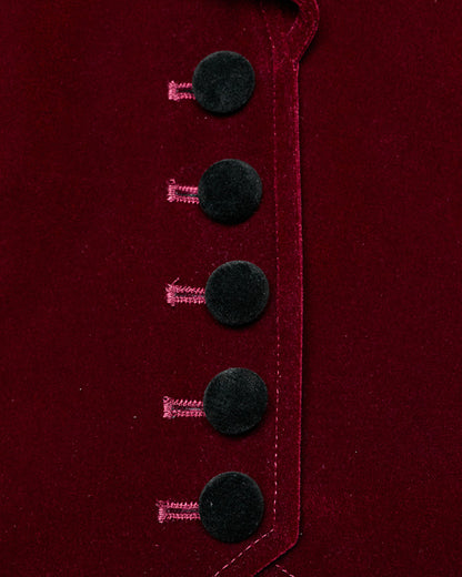 WY-1665XCF Womens Gothic Embroidered Velvet Cutaway Riding Jacket - Red