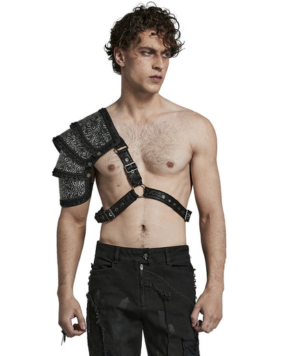 PR-S553-BKSIM Mens Imperial Gothic Gladiator Shoulder Armour Harness - Black & Silver