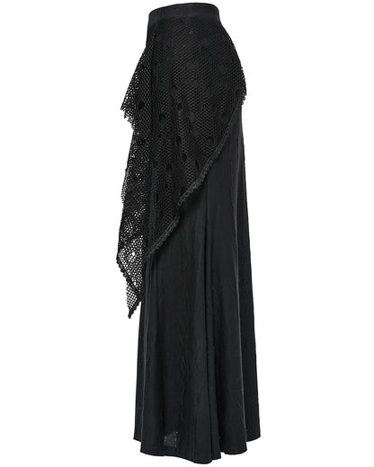 OQ-787BQF Daily Life Apocalyptic Gothic Broken Knit & Mesh Fishtail Maxi Skirt