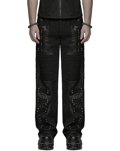 WK-713XCM-BKM Mens Apocalyptic Punk Studded Dark Street Pants