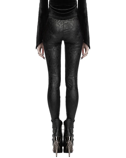 OK-711DDF Daily Life Womens Embossed Baroque Gothic Damask Butterfly Leggings