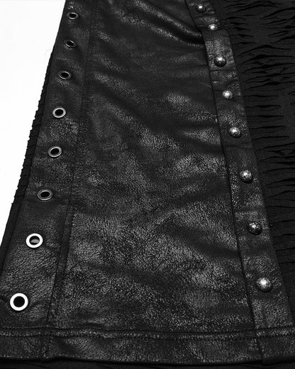 WT-1003BXM-BKM Mens Apocalyptic Gothic Spliced & Shredded Hooded Tank Top Vest