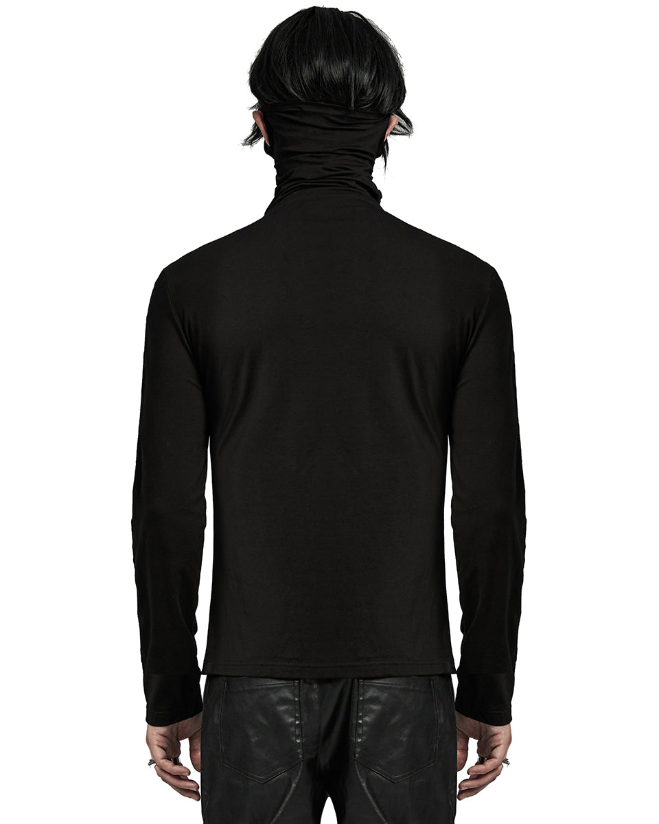 WT-898TCM-BKM Mens Dark CyberPunk Studded High Neck Muffler Top