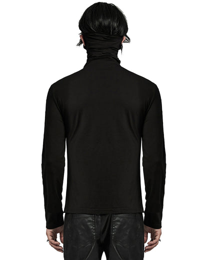 WT-898TCM-BKM Mens Dark CyberPunk Studded High Neck Muffler Top