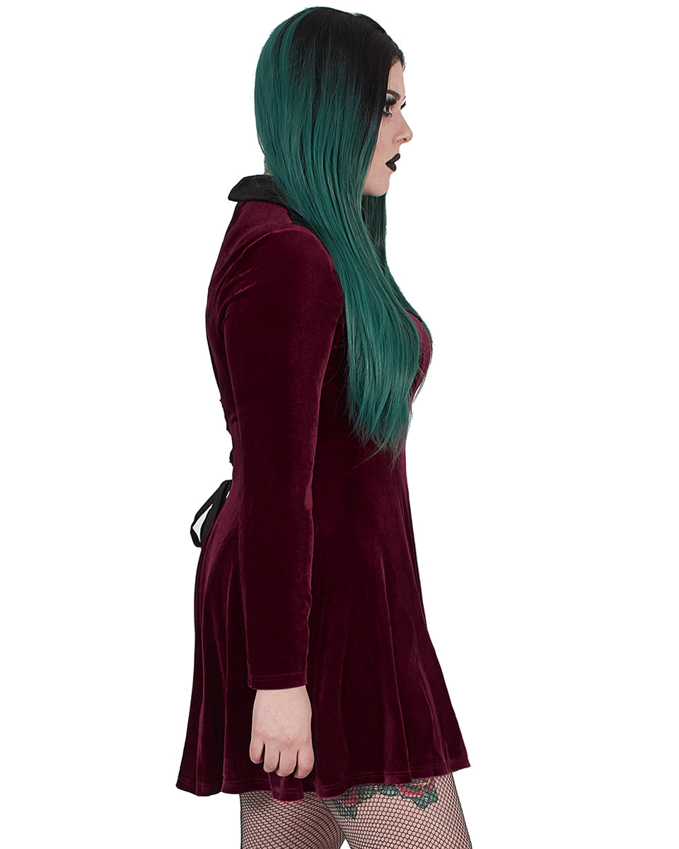 DQ-509 Plus Size Womens Gothic Mini Dress - Red