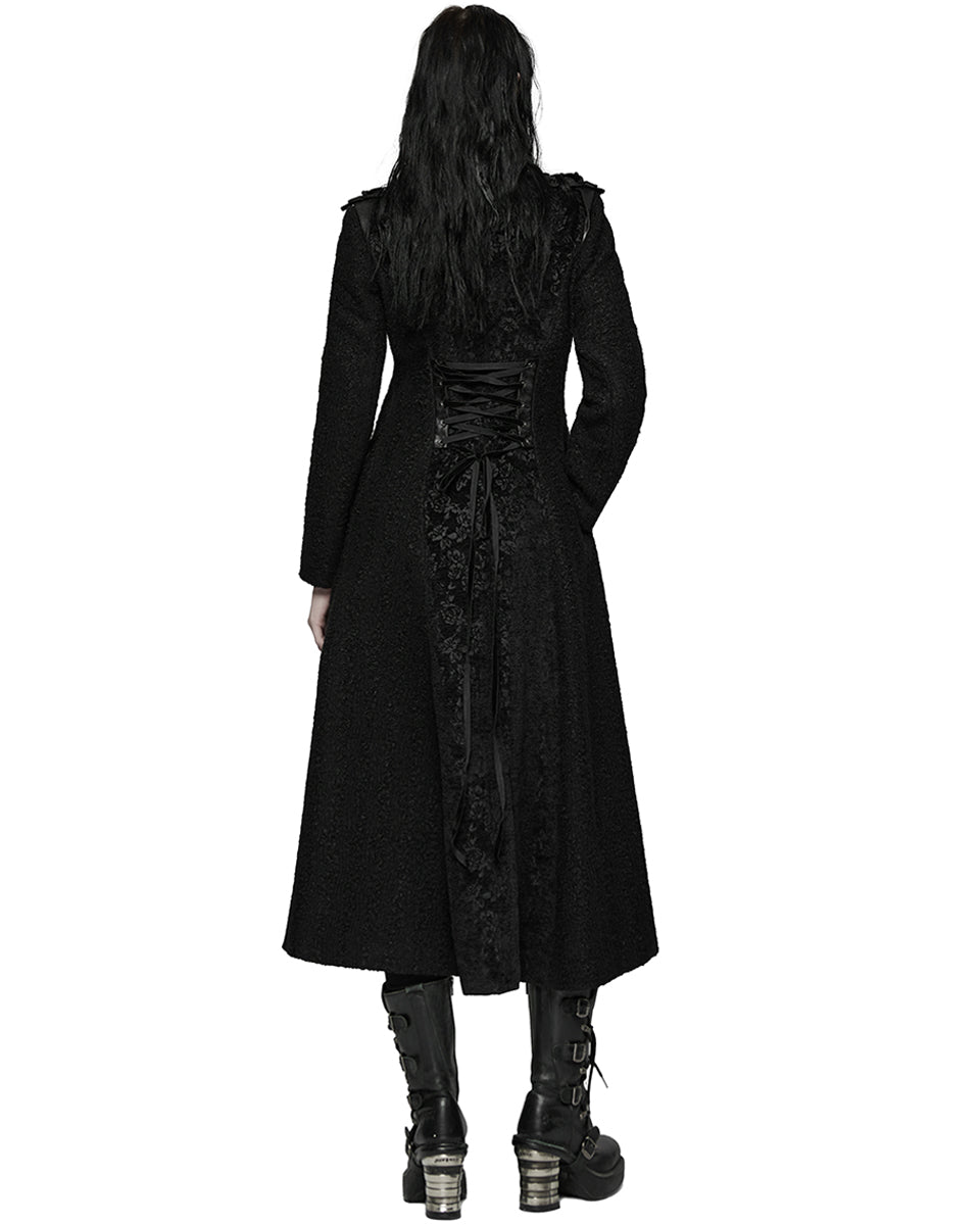 WY-1827XCF Womens Long Gothic Aristocrat Woolen Winter Military Coat