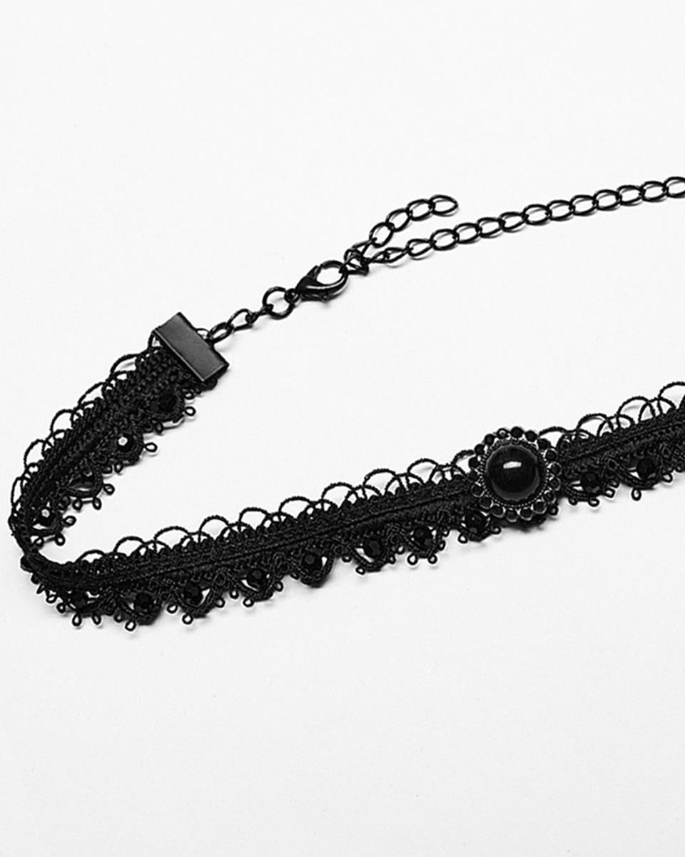 PR-DS-571LHF-BKF Womens Beaded Gothic Choker Necklace