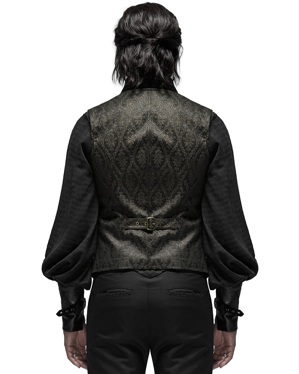 PR-Y1187-BKGDM Mens Ottensian Steampunk Waistcoat Vest - Black & Gold