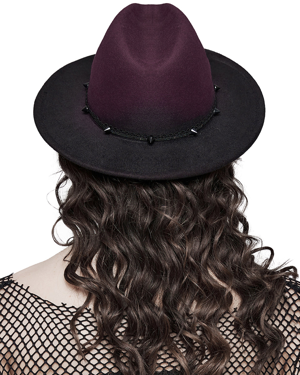 PR-DS-570MZF-BKRDF Womens Gothic Gradient Fedora Hat - Red & Black