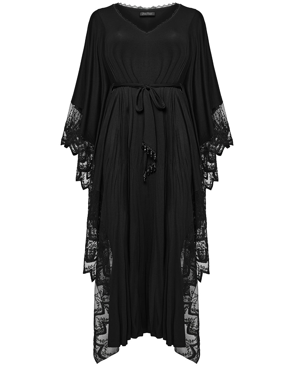 DQ-724DQF Plus Size Womens Gothic Batwing Maxi Dress - Black