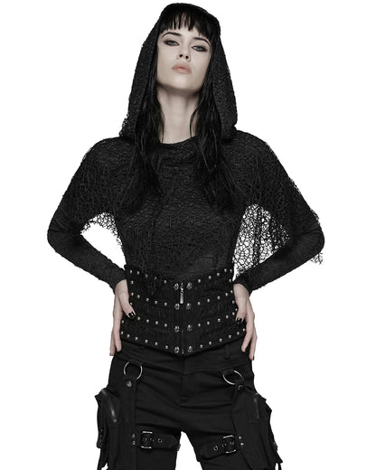 WS-782YDF Womens Apocalyptic Gothic Skull Studded Webbing Waist Cincher Corset Belt