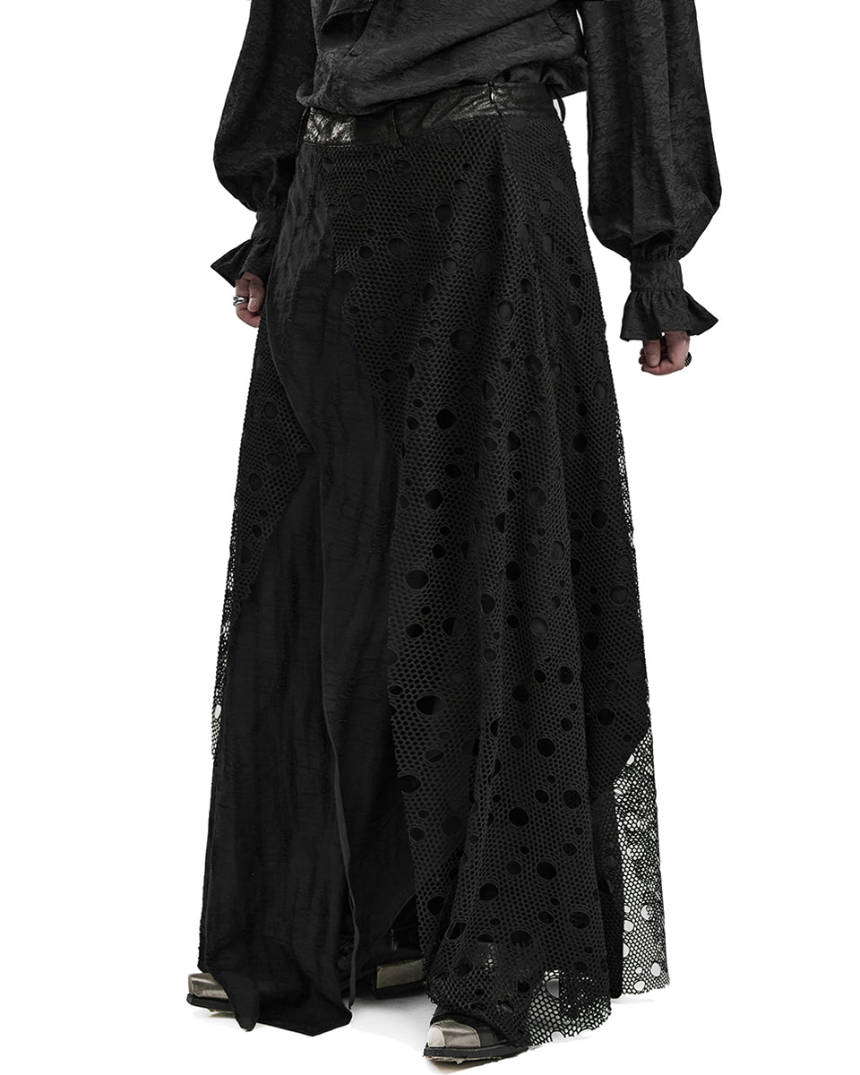 PR-WQ-652BQM-BKM Mens Long Apocalyptic Punk Skirt