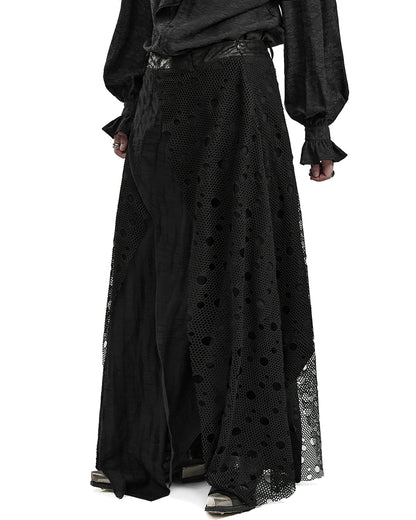 PR-WQ-652BQM-BKM Mens Long Apocalyptic Punk Skirt