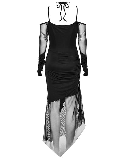 PR-WQ-654LQF-BKF Womens Demonica Printed Gothic Mesh Dress