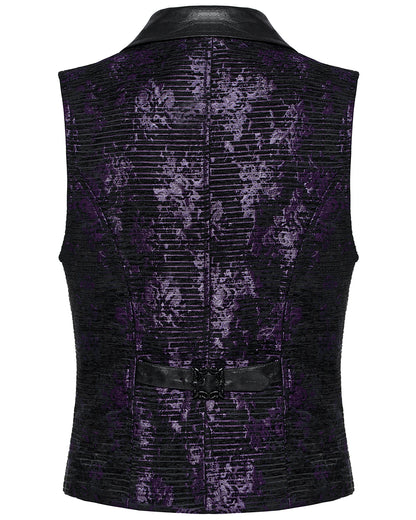 WY-1698MJM Mens Dark Gothic Jacquard Waistcoat Vest - Purple & Black