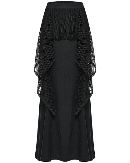 OQ-787BQF Daily Life Apocalyptic Gothic Broken Knit & Mesh Fishtail Maxi Skirt