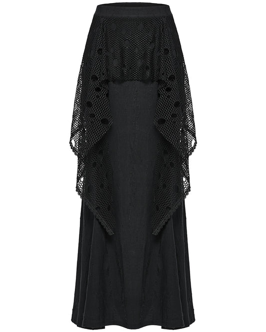 OQ-787BQF Daily Life Apocalyptic Gothic Broken Knit & Mesh Fishtail Maxi Skirt
