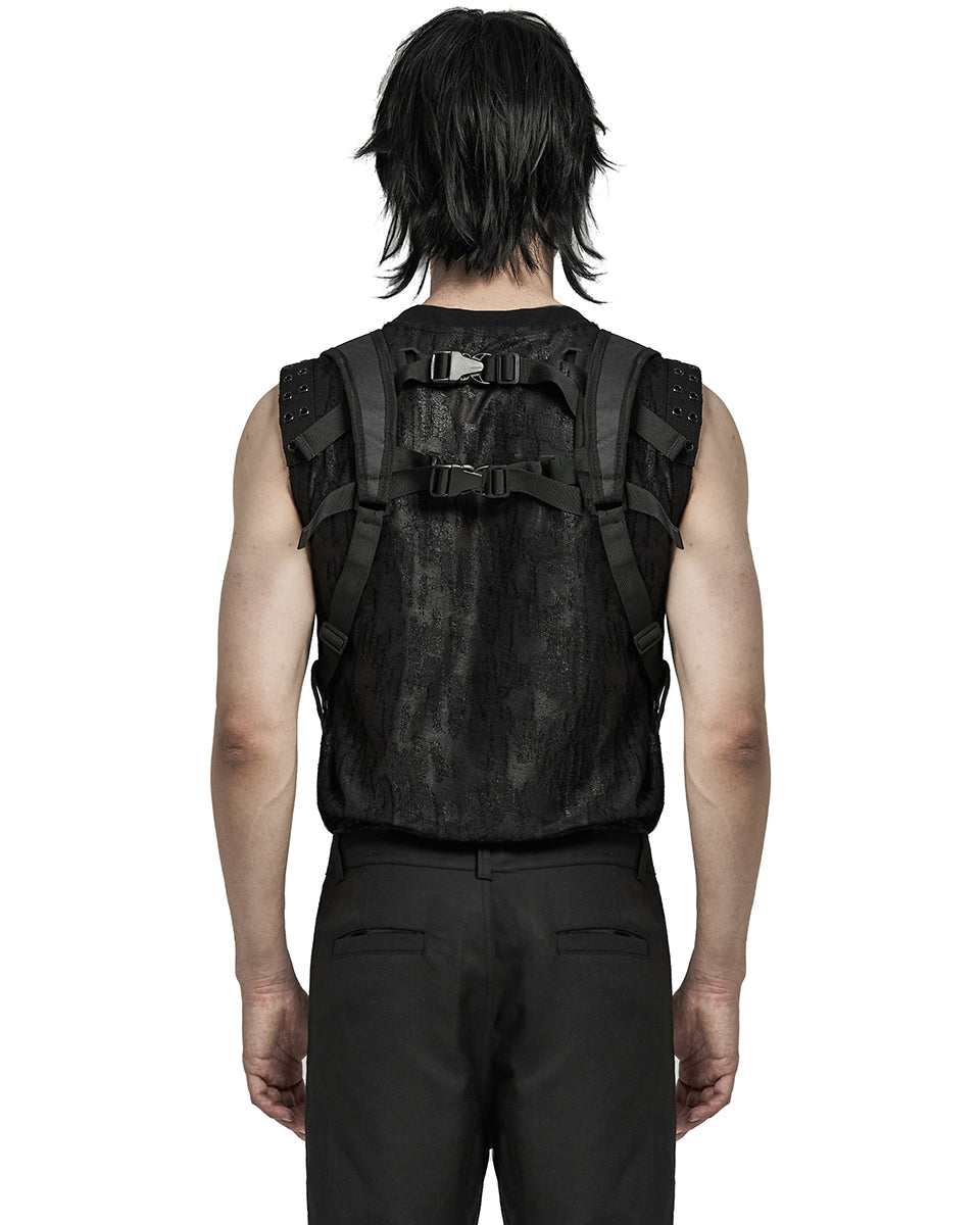 WS-633BDM-BKM Mens Apocalyptic Wasteland Punk Tactical Utility Harness Top