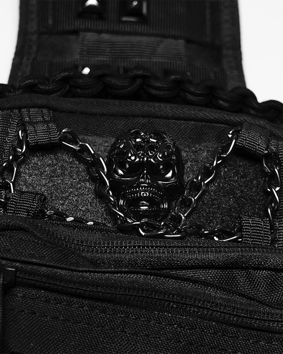 Mens Apocalyptic Gothic Studded Skull Cross Body Backpack Bag