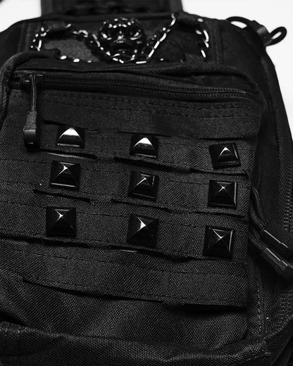 Mens Apocalyptic Gothic Studded Skull Cross Body Backpack Bag