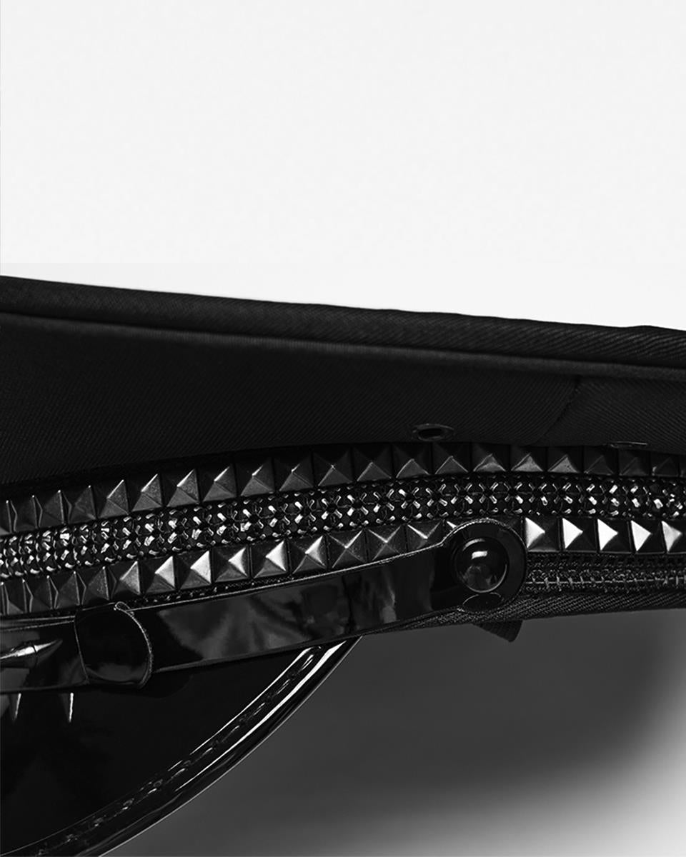 Mens Gothic Cyberpunk Studded Military Cap Hat