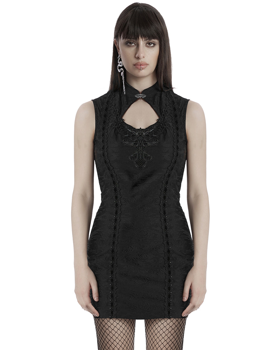 OQ-797LQF Daily Life Gothic Lolita Rose Jacquard Cheongsam Mini Dress